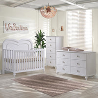 Natart Greta 4-in-1 Convertible Crib with Heart Shaped Decorative Molding