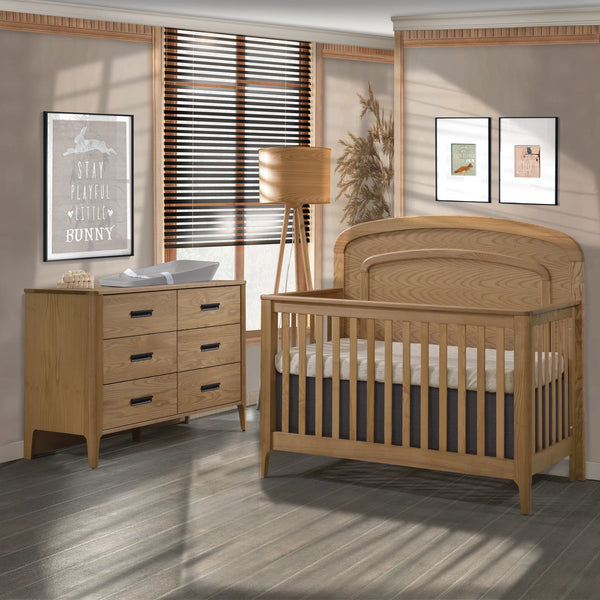 Natart Palo 5-in-1 Convertible Crib with Arched Decorative Molding