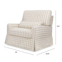 M21797TGH,Namesake,Crawford Chair and a Half Pillowback Swivel Glider in Tan Gingham