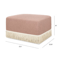 M21785RSBIF,Namesake,Crawford Gliding Ottoman in Rose Boucle with Ivory Tassel Fringe