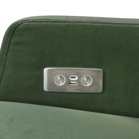 M22286FGVLB,Namesake,Crewe Electronic Swivel Glider Recliner in Forest Green Velvet w/Light Wood Base
