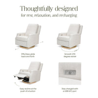 M22286FCSLB,Namesake,Crewe Electronic Swivel Glider Recliner in Fog Chatham Stripe Performance Eco-Weave w/LB