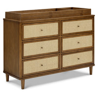 M23716NLBC,Namesake,Marin with Cane 6 Drawer Assembled Dresser in Natural Walnut and Blonde Cane