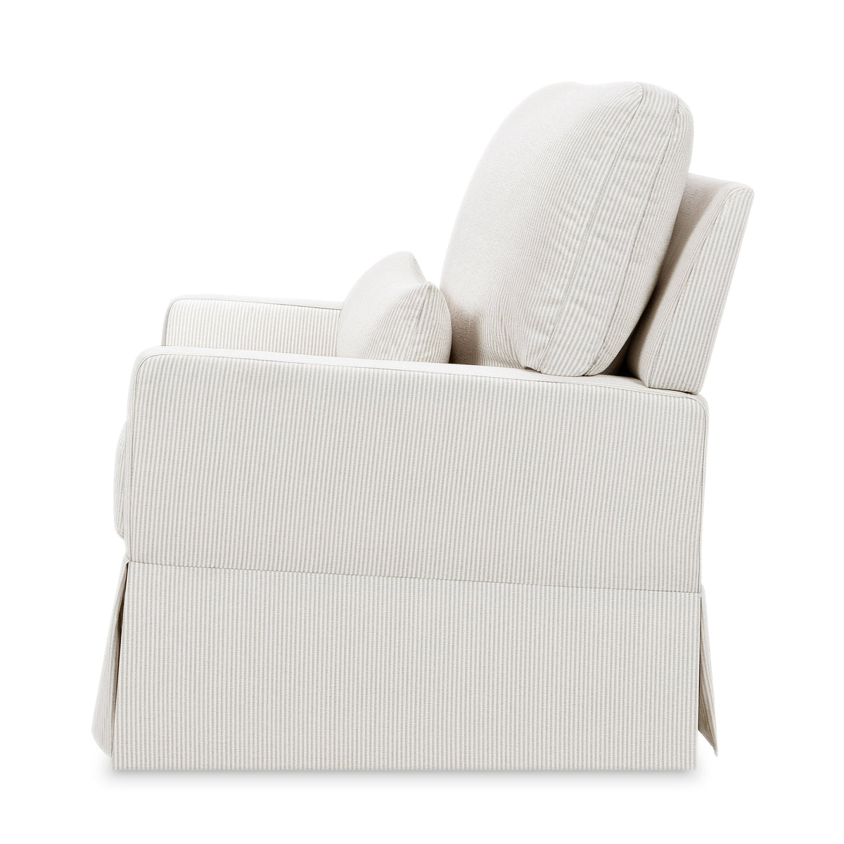 M21797FCS,Namesake,Crawford Chair and a Half Pillowback Swivel Glider in Fog Chatham Stripe Performance Eco-Weave