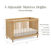 M23701HYHC,Namesake,Marin with Cane 3-in-1 Convertible Crib in Honey and Honey Cane