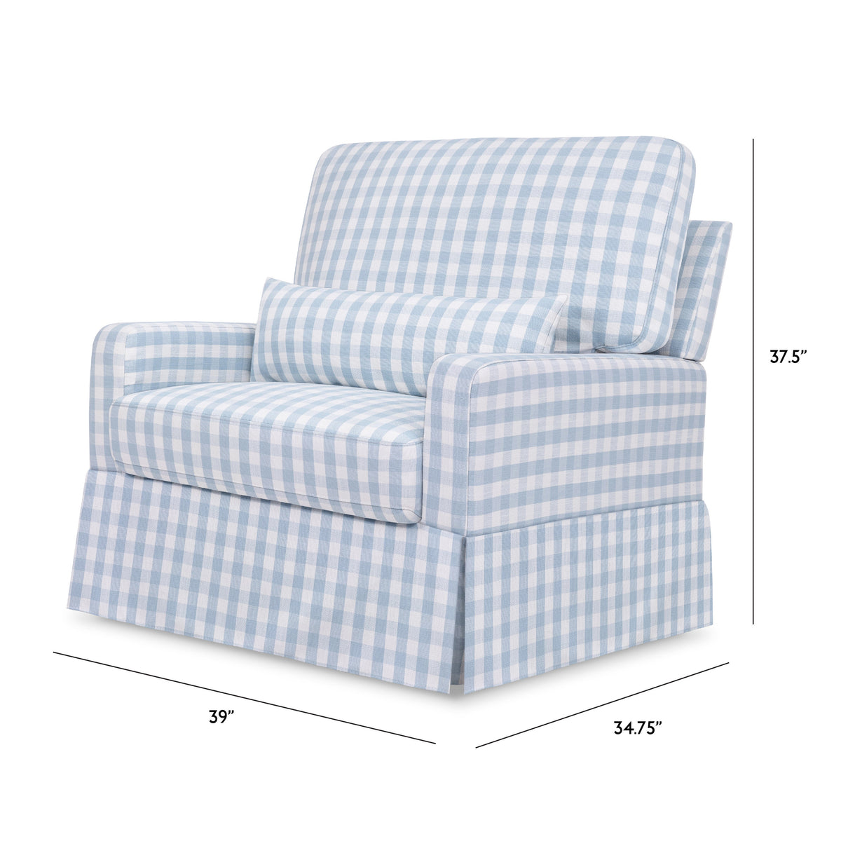 M21797BGH,Namesake,Crawford Chair and a Half Pillowback Swivel Glider in Blue Gingham