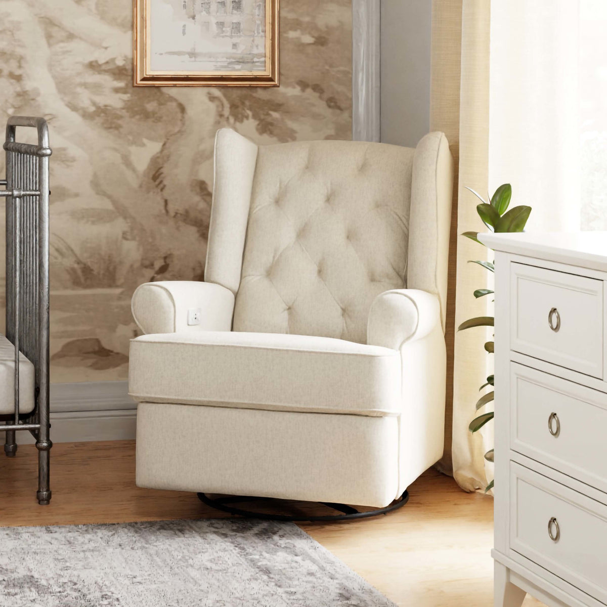 M21987PCMEW,Namesake,Harbour Power Recliner in Performance Cream Eco-Weave