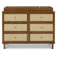 M23716NLBC,Namesake,Marin with Cane 6 Drawer Assembled Dresser in Natural Walnut and Blonde Cane