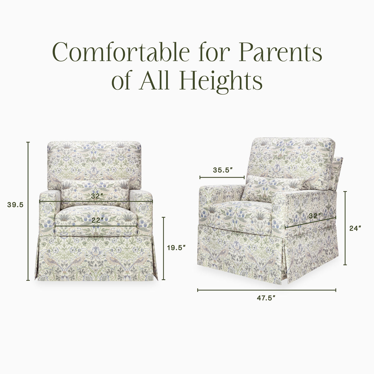 Morris & Co. x Namesake Crawford Pillowback Comfort Swivel Glider