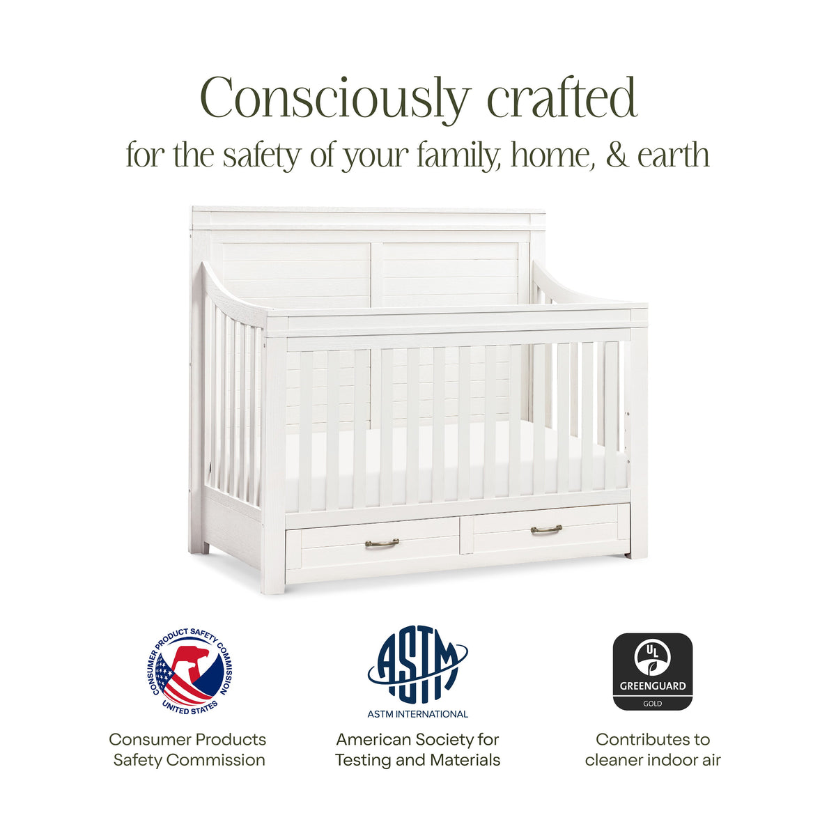 M21101HW,Namesake,Wesley Farmhouse Storage Crib in Heirloom White