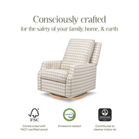 M22286TGHLB,Namesake,Crewe Electronic Swivel Glider Recliner in Tan Gingham with Light Wood Base
