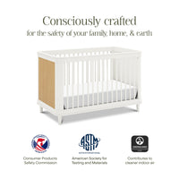 M23701RWHC,Namesake,Marin with Cane 3-in-1 Convertible Crib in Warm White and Honey Cane