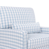 M21797BGH,Namesake,Crawford Chair and a Half Pillowback Swivel Glider in Blue Gingham