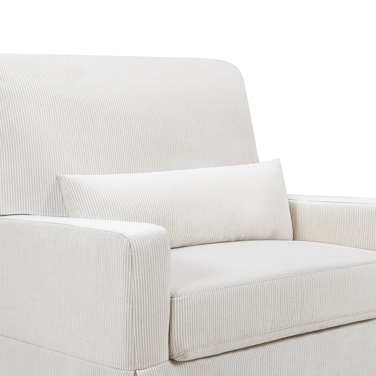 M21797FCS,Namesake,Crawford Chair and a Half Pillowback Swivel Glider in Fog Chatham Stripe Performance Eco-Weave