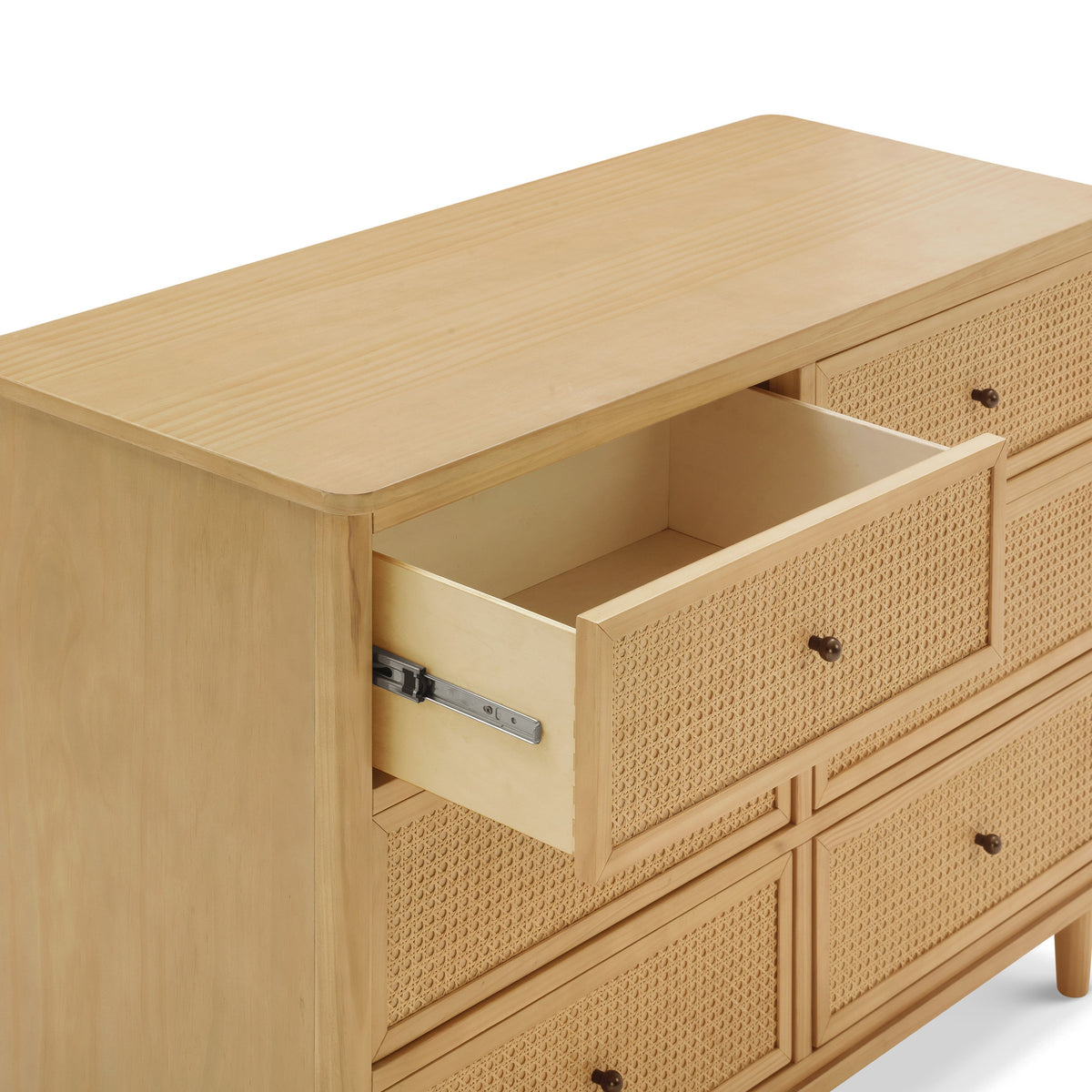 M23716HYHC,Namesake,Marin with Cane 6 Drawer Assembled Dresser in Honey and Honey Cane