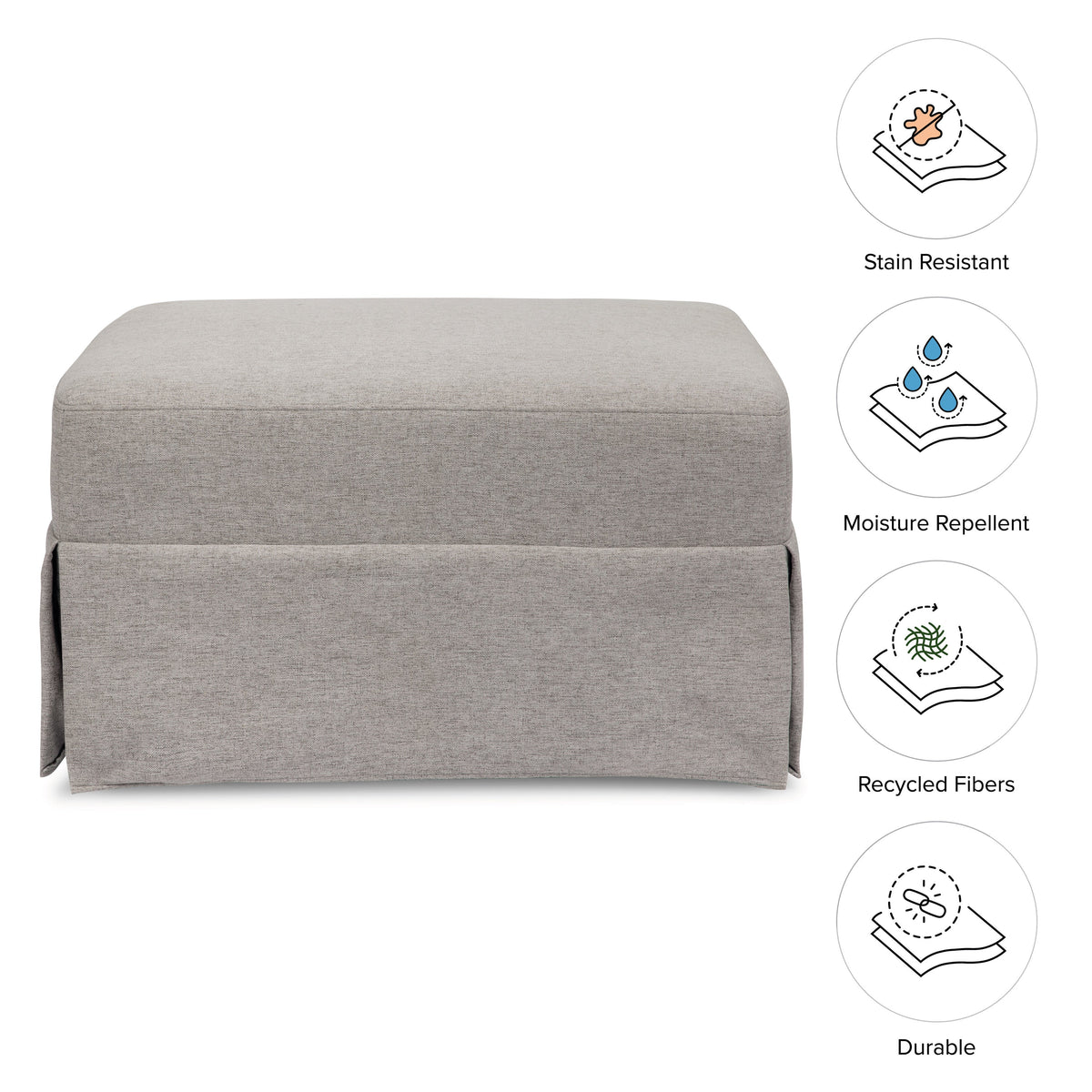 M21785PGEW,Namesake,Crawford Gliding Ottoman in Performance Grey Eco-Weave