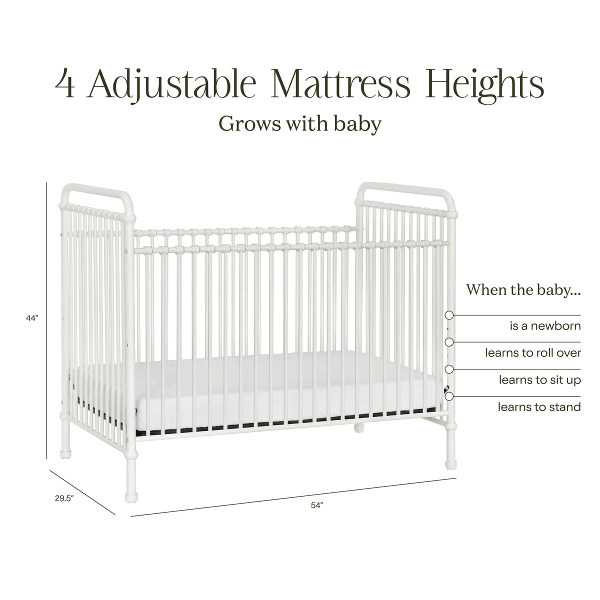 B15501WX,Namesake,Abigail 3-in-1 Convertible Crib in Washed White