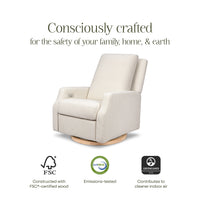 M22286WBLB,Namesake,Crewe Electronic Swivel Glider Recliner in Ivory Boucle w/Light Wood Base