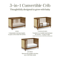 M23701NLBC,Namesake,Marin with Cane 3-in-1 Convertible Crib in Natural Walnut and Blonde Cane