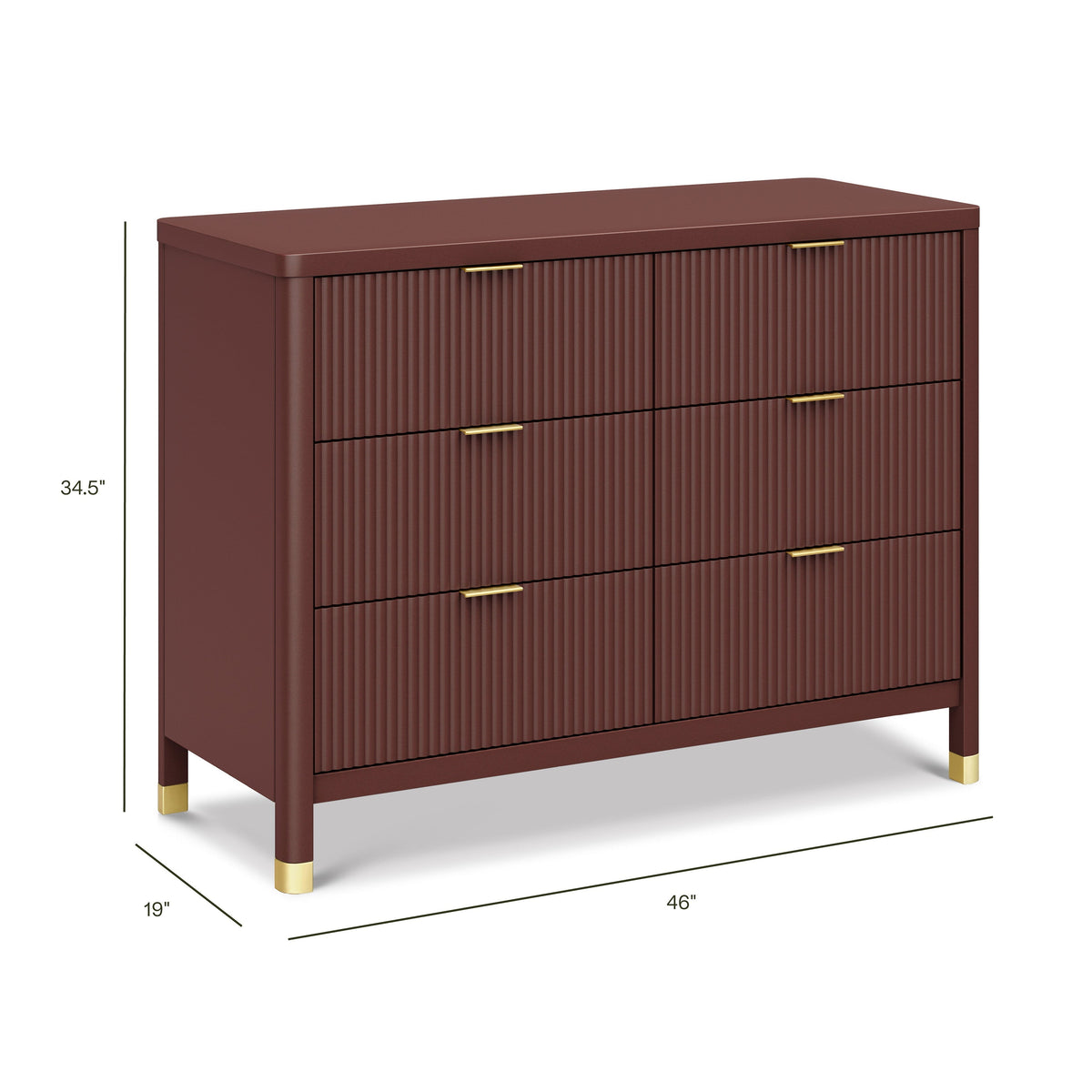 M26716CR,Namesake,Brimsley Tambour 6-Drawer Assembled Dresser in Crimson