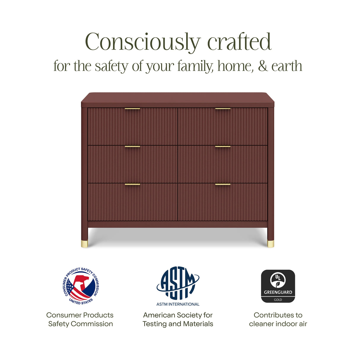 M26716CR,Namesake,Brimsley Tambour 6-Drawer Assembled Dresser in Crimson