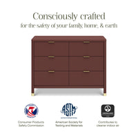 M26716CR,Namesake,Brimsley Tambour 6-Drawer Assembled Dresser in Crimson