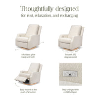 M22286WBLB,Namesake,Crewe Electronic Swivel Glider Recliner in Ivory Boucle w/Light Wood Base