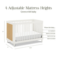 M23701RWHC,Namesake,Marin with Cane 3-in-1 Convertible Crib in Warm White and Honey Cane