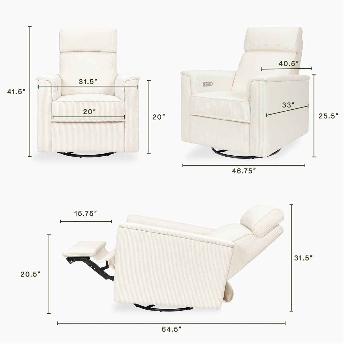 Namesake Willa Plus Power Glider Recliner w/ Power Headrest