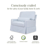 M21797BGH,Namesake,Crawford Chair and a Half Pillowback Swivel Glider in Blue Gingham