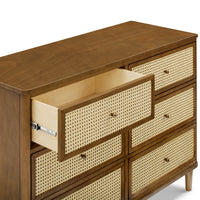 M23716NLBC,Namesake,Marin with Cane 6 Drawer Assembled Dresser in Natural Walnut and Blonde Cane