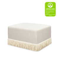 M21785WBIF,Namesake,Crawford Gliding Ottoman in Ivory Boucle with Ivory Tassel Fringe