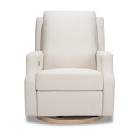 M22286PCMEWLB,Namesake,Crewe Electronic Swivel Glider Recliner in Performance Cream Eco-Weave w/Light Wood Base