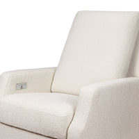 M22286WBLB,Namesake,Crewe Electronic Swivel Glider Recliner in Ivory Boucle w/Light Wood Base