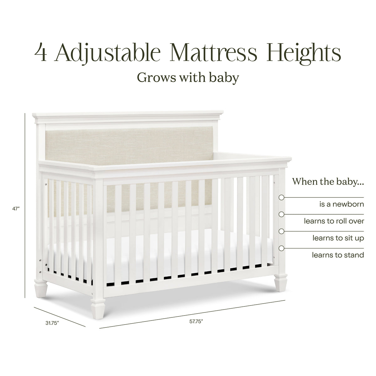 M15801RW,Namesake,Darlington 4-in-1 Convertible Crib in Warm White