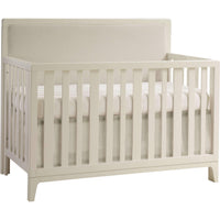 Natart Kyoto Convertible Crib with Talc Linen Weave Upholstered Headboard Panel