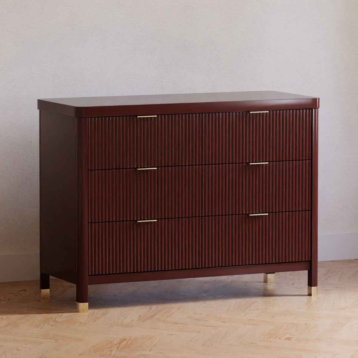 M26716CR,Namesake,Brimsley Tambour 6-Drawer Assembled Dresser in Crimson
