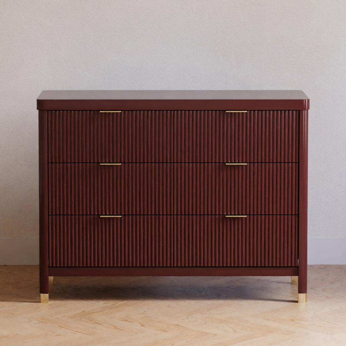 M26716CR,Namesake,Brimsley Tambour 6-Drawer Assembled Dresser in Crimson
