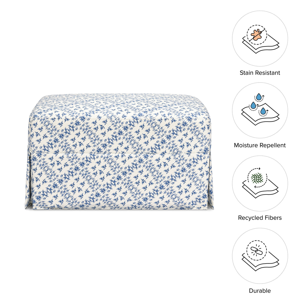 M21785BLT,Namesake,Sarah Flint x Namesake Crawford Gliding Ottoman in Blue Lattice Performance Eco-Weave