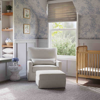 M21797FCS,Namesake,Crawford Chair and a Half Pillowback Swivel Glider in Fog Chatham Stripe Performance Eco-Weave