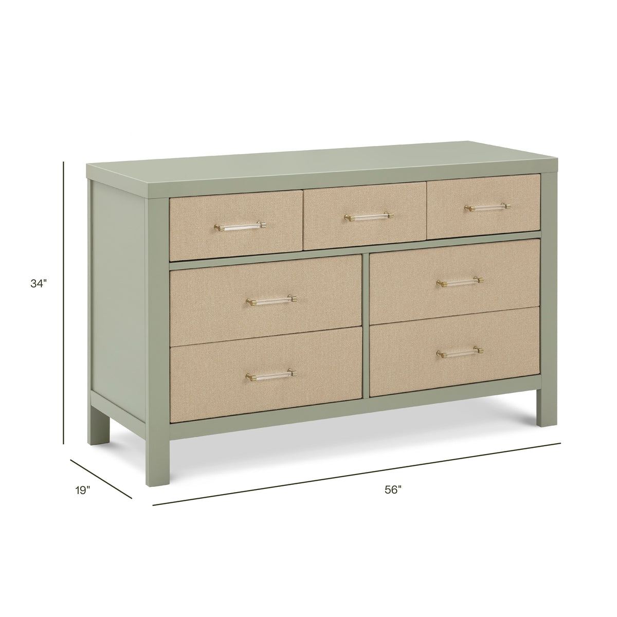 M24816FSPSEW,Namesake,Eloise 7-Drawer Assembled Dresser in French Sage and Performance Sand Eco-Weave