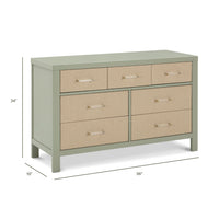 M24816FSPSEW,Namesake,Eloise 7-Drawer Assembled Dresser in French Sage and Performance Sand Eco-Weave
