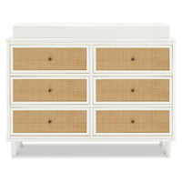 M23716RWHC,Namesake,Marin with Cane 6 Drawer Assembled Dresser in Warm White and Honey Cane