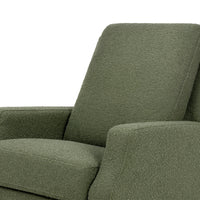 M22287OBLB,Namesake,Crewe Recliner and Swivel Glider in Olive Boucle w/Light Wood Base