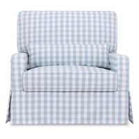 M21797BGH,Namesake,Crawford Chair and a Half Pillowback Swivel Glider in Blue Gingham