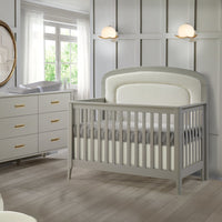 Natart Palo 5-in-1 Convertible Crib with Upholstered Panel Bouclé Beige