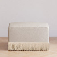 M21785WBIF,Namesake,Crawford Gliding Ottoman in Ivory Boucle with Ivory Tassel Fringe