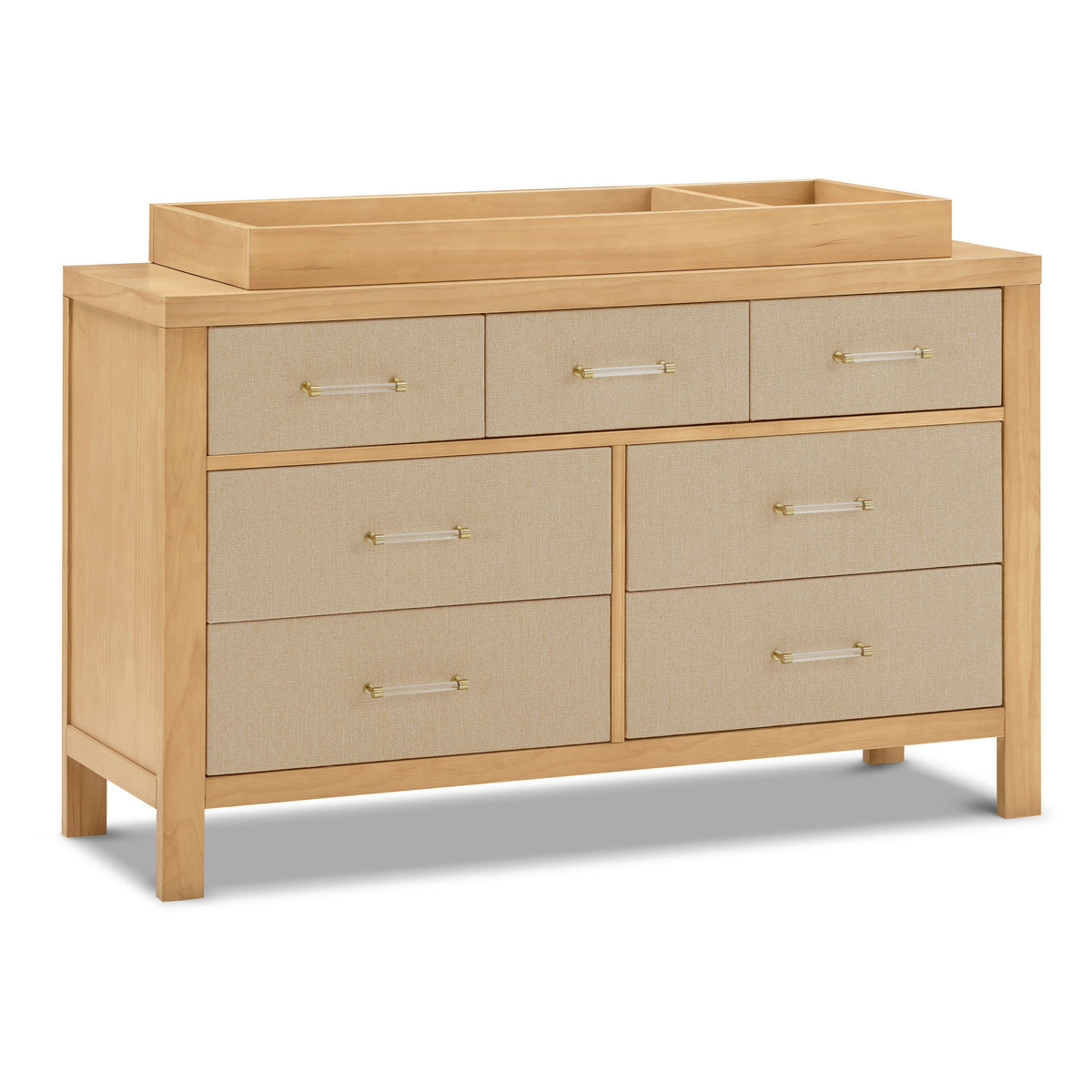 M24816HYPSEW,Namesake,Eloise 7-Drawer Assembled Dresser in Honey & Performance Sand Eco-Weave