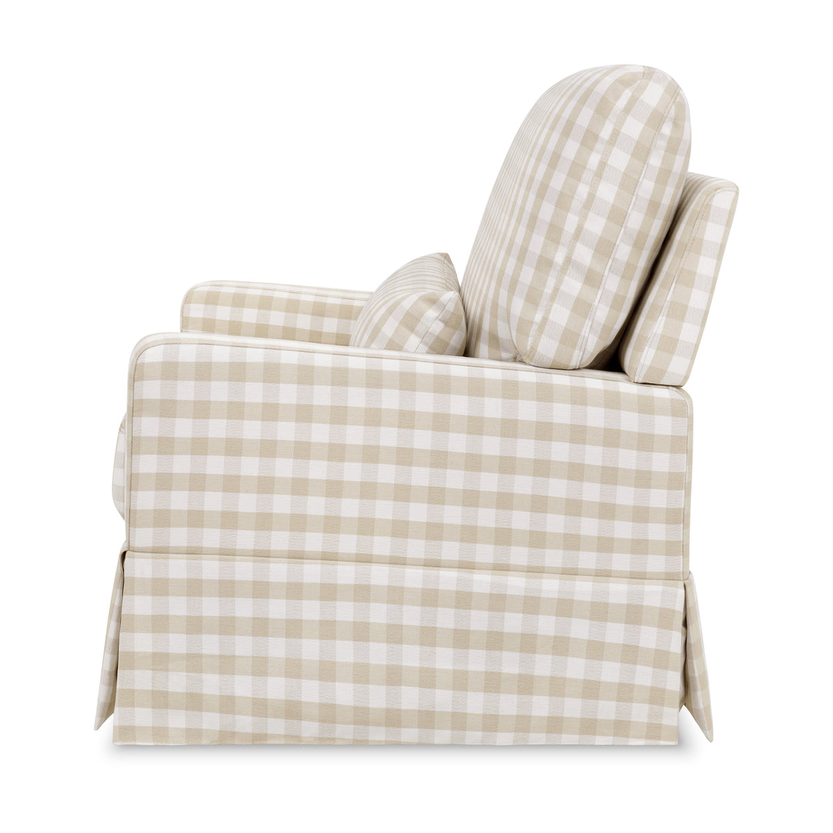 M21797TGH,Namesake,Crawford Chair and a Half Pillowback Swivel Glider in Tan Gingham