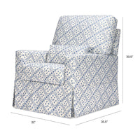 M21787BLT,Namesake,Sarah Flint x Namesake Crawford Swivel Glider in Blue Lattice Performance Eco-Weave